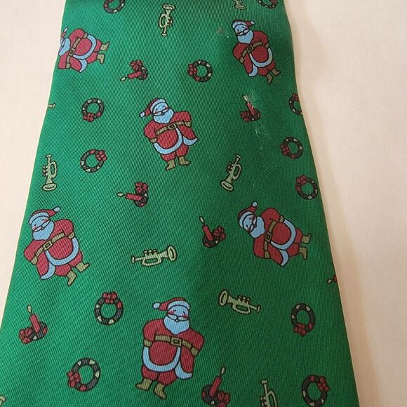 VTG Cambridge Classics Mervyns Christmas Tie Santa Wreath Candle 100% Silk - Picture 1 of 5